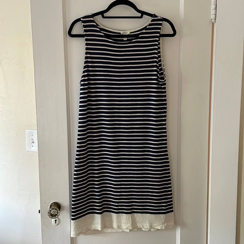 Joie navy and white striped knit tank dress